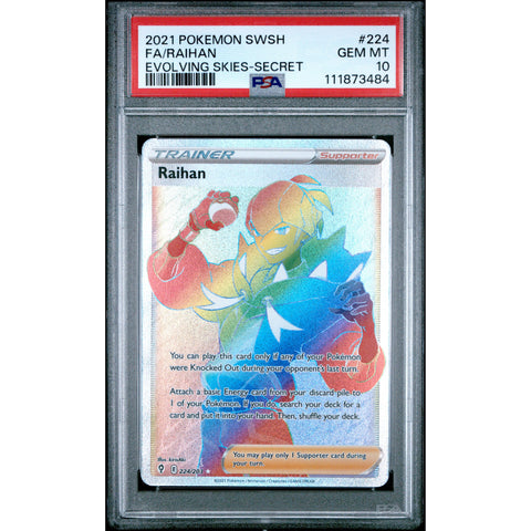 2021 POKEMON EVOLVING SKIES RAIHAN SECRET 224/203 PSA 10
