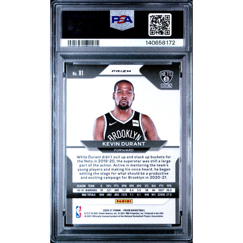 2020 PANINI PANINI PRIZM KEVIN DURANT PURPLE WAVE 81 PSA 9