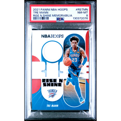 2021 PANINI PANINI NBA HOOPS RISE N SHINE MEMORABILIA TRE MANN RSTMN PSA 8