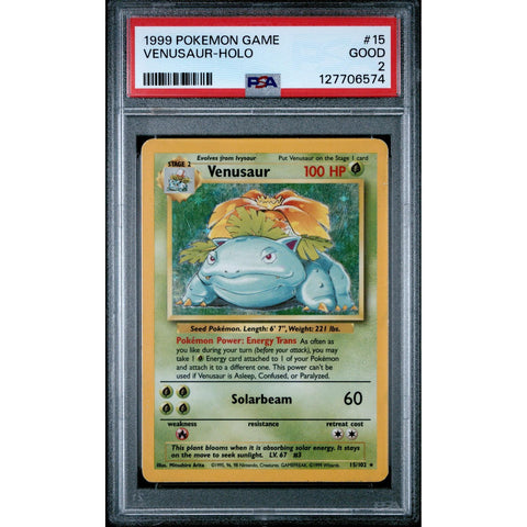 1999 POKEMON BASE SET VENUSAUR 15/102 PSA 2