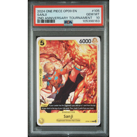 2024 ONE PIECE 2ND OP09 ANNIVERSARY TOURNAMENT SANJI OP09-105 PSA 10