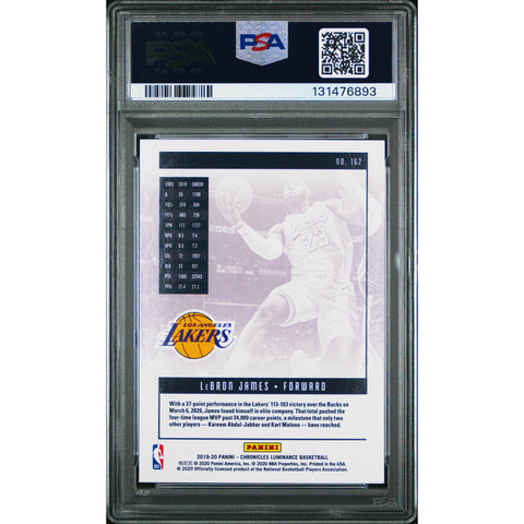 2019 PANINI PANINI CHRONICLES LEBRON JAMES 162 PSA 9