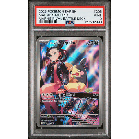 2025 POKEMON PROMO MARNIE'S MORPEKO MARNIE RIVAL BATTLE DECK SVP206 PSA 9