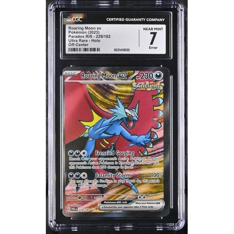2023 POKEMON PARADOX RIFT ROARING MOON EX ERROR OFF CENTER 229/182 CGC 7