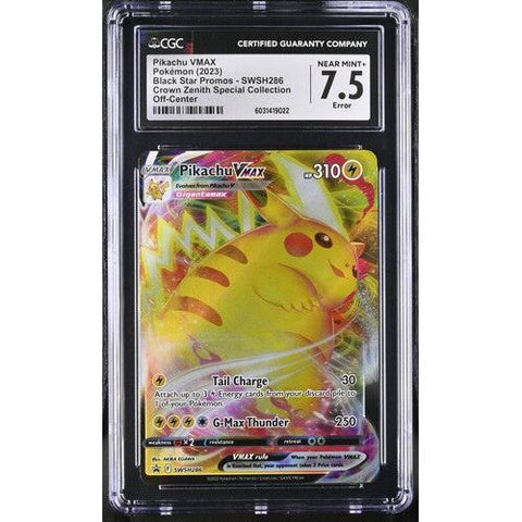 2023 POKEMON CROWN ZENITH PROMO PIKACHU VMAX ERROR OFF CENTER CGC 7.5