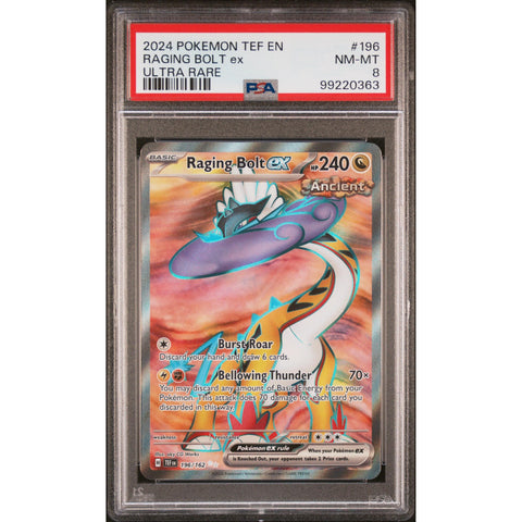 2023 POKEMON TEMPORAL FORCES RAGING BOLT EX 196/162 PSA 8