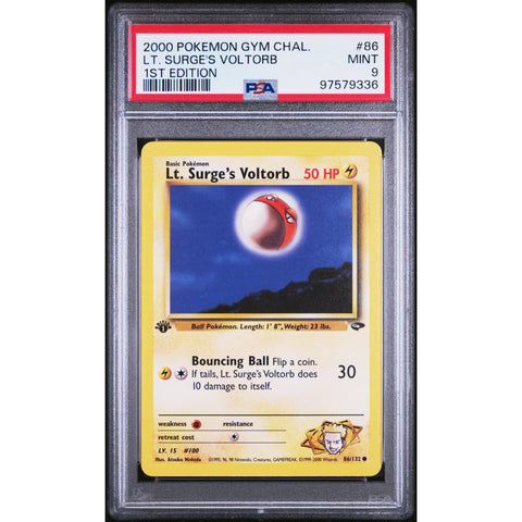 2000 POKEMON 1ST EDITION GYM CHALLENGE LT SURGE'S VOLTORB 86/132 PSA 9