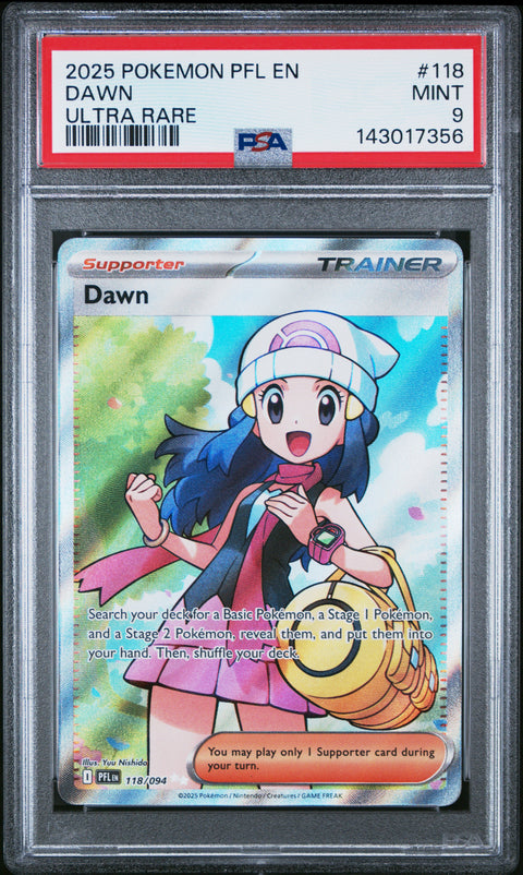 2025 POKEMON PHANTASMAL FLAMES DAWN ULTRA RARE 118/094 PSA 9
