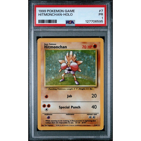 1999 POKEMON BASE SET HITMONCHAN 7/102 PSA 1