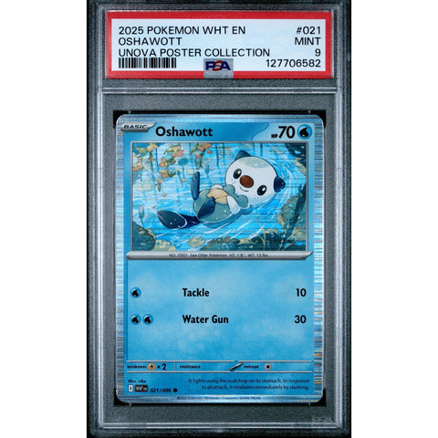 2025 POKEMON WHITE FLARE OSHAWOTT UNOVA POSTER COLLECTION 021/086 PSA 9