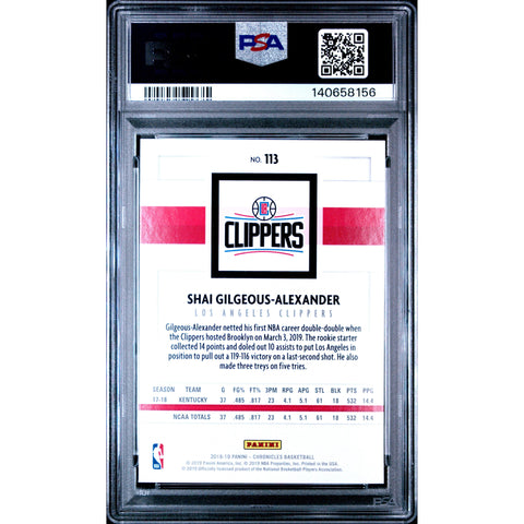 2018 PANINI PANINI CHRONICLES SHAI GILGEOUS-ALEXANDER 113 PSA 9