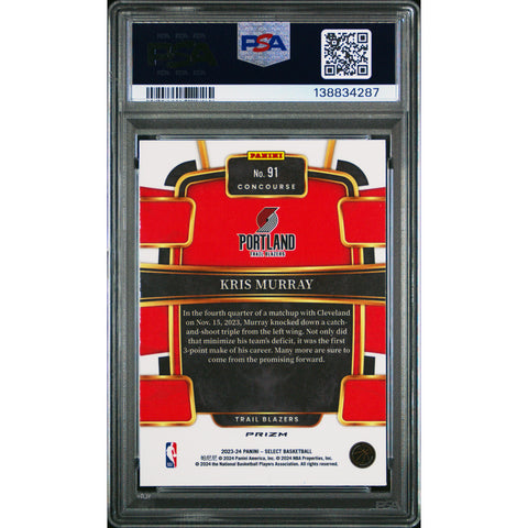 2023 PANINI PANINI SELECT KRIS MURRAY BLUE CRACKED ICE 91 PSA 10