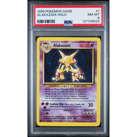 1999 POKEMON BASE SET ALAKAZAM 1/102 PSA 8