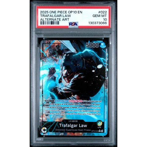 2025 ONE PIECE ROYAL BLOOD TRAFALGAR LAW LEADER 022 PSA 10
