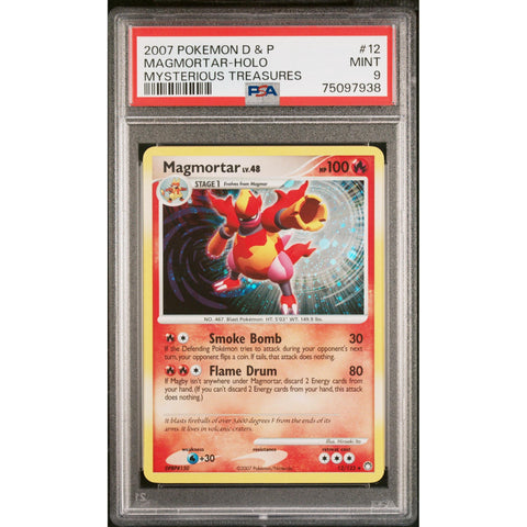 2007 POKEMON MYSTERIOUS TREASURES MAGMORTAR COSMOS HOLO 12/123 PSA 9