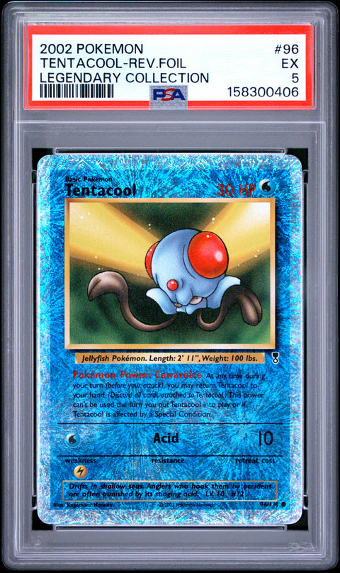 2002 POKEMON LEGENDARY COLLECTION TENTACOOL REVERSE HOLO 96/110 PSA 5