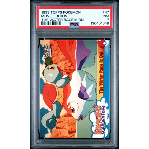 1999 POKEMON TOPPS THE MOVIE EDITION THE WATER RACE IS ON 047 PSA 7