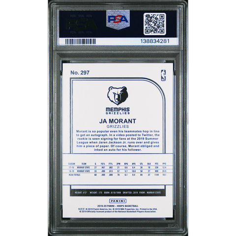 2019 PANINI PANINI HOOPS JA MORANT 297 PSA 10