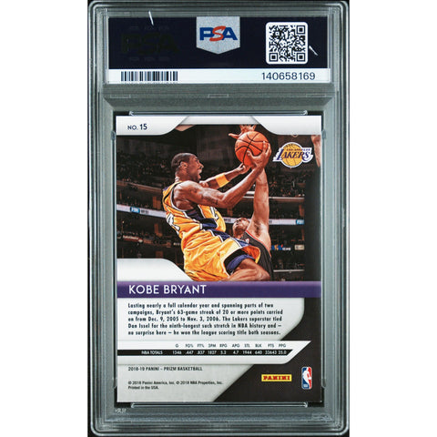 2018 PANINI PANINI PRIZM KOBE BRYANT 15 PSA 9
