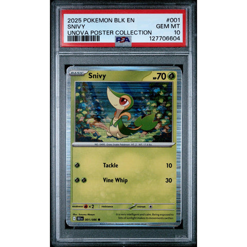 2025 POKEMON BLACK BOLT SNIVY UNOVA POSTER COLLECTION 001/086 PSA 10