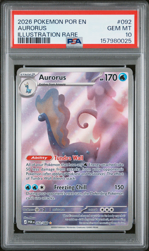2026 POKEMON PERFECT ORDER AURORUS ILLUSTRATION RARE 092/088 PSA 10