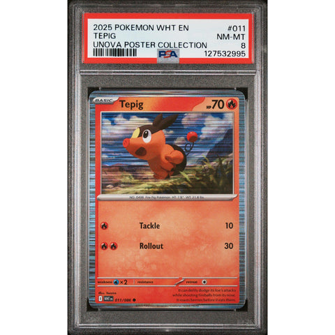 2025 POKEMON WHITE FLARE TEPIG UNOVA POSTER COLLECTION 011/086 PSA 8