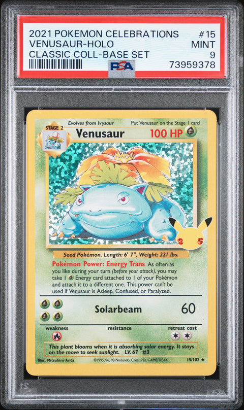 2021 POKEMON CELEBRATIONS CLASSIC COLLECTION VENUSAUR HOLO 15 PSA 9