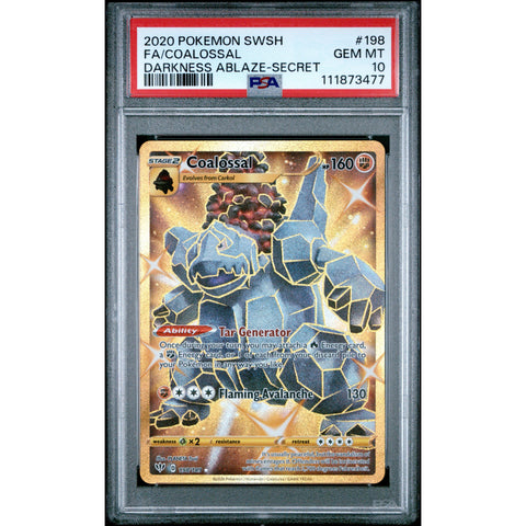 2020 POKEMON DARKNESS ABLAZE COALOSSAL SECRET 198/189 PSA 10