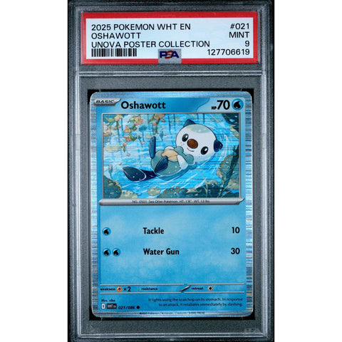 2025 POKEMON WHITE FLARE OSHAWOTT UNOVA POSTER COLLECTION 021/086 PSA 9