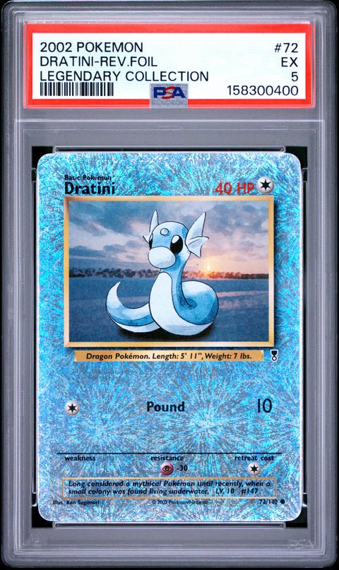 2002 POKEMON LEGENDARY COLLECTION DRATINI REVERSE HOLO 72/110 PSA 5