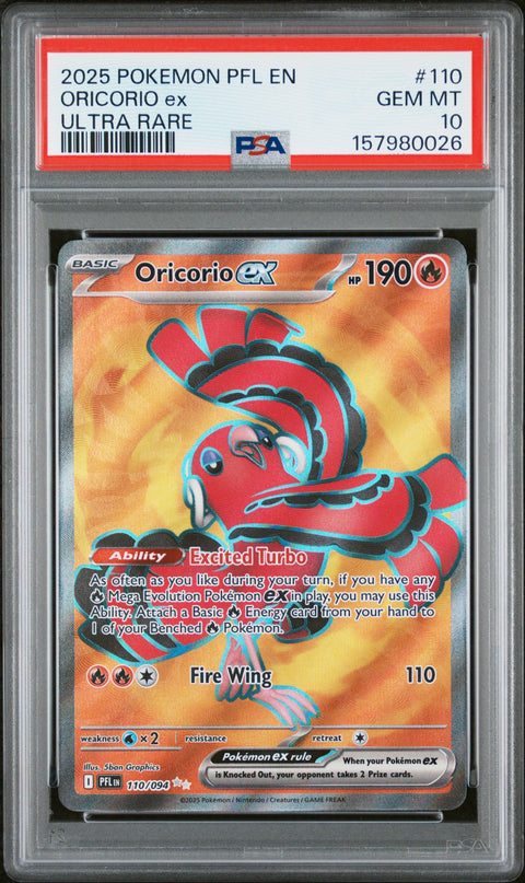 2025 POKEMONPHANTASMAL FLAMES ORICORIO EX ULTRA RARE 110/094 PSA 10