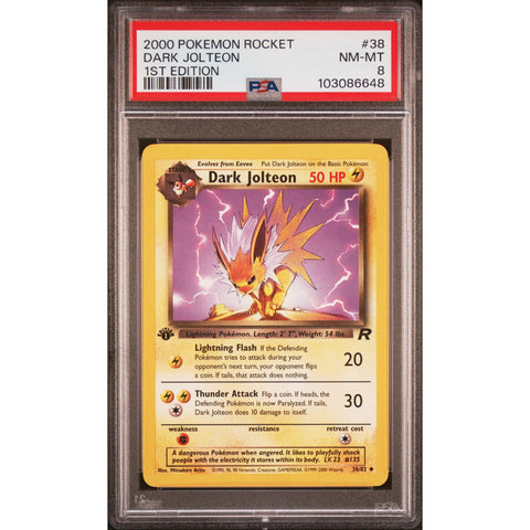 2000 POKEMON ROCKET 1ST EDITION DARK JOLTEON 38/82 PSA 8