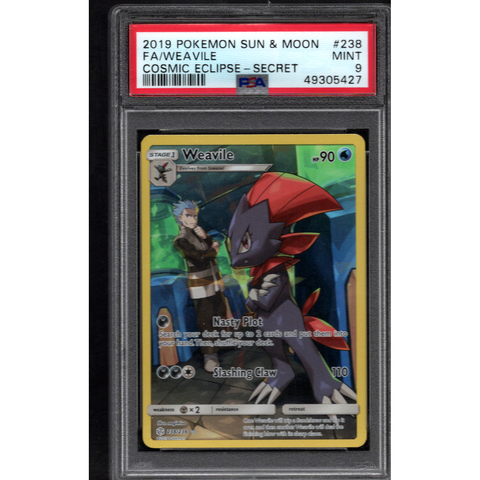 2019 POKEMON COSMIC ECLIPSE WEAVILE SECRET 238/236 PSA 9