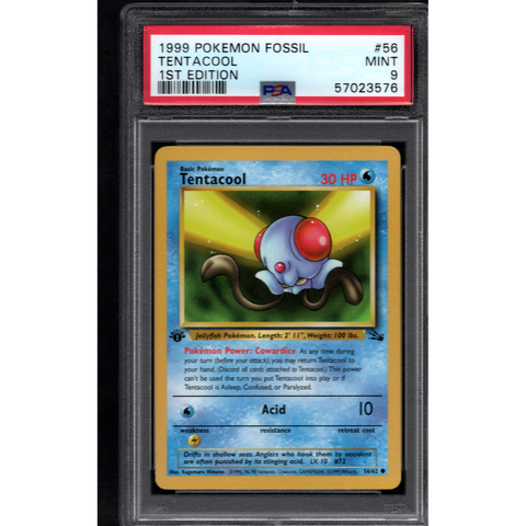 1999 POKEMON FOSSIL 1ST EDITION TENTACOOL PSA 9