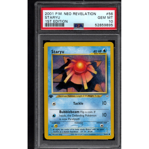 2001 POKEMON 1ST EDITION NEO REVELATIONS STARYU 56/64 PSA 10