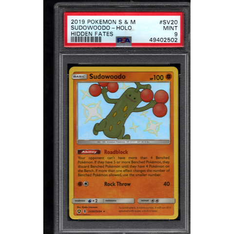 2019 POKEMON HIDDEN FATES SUDOWOODO HOLO SV20/SV94 PSA 9