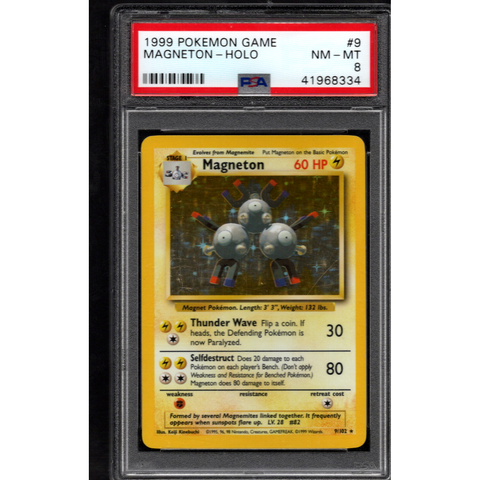 1999 POKEMON GAME MAGNETON HOLO 9/102 PSA 8