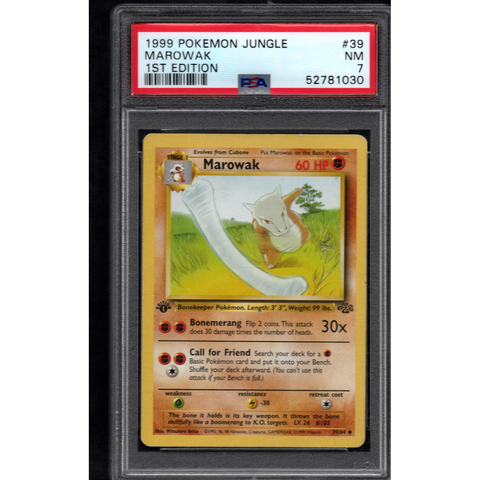 1999 POKEMON 1ST EDITION JUNGLE MAROWAK 39/64 PSA 7
