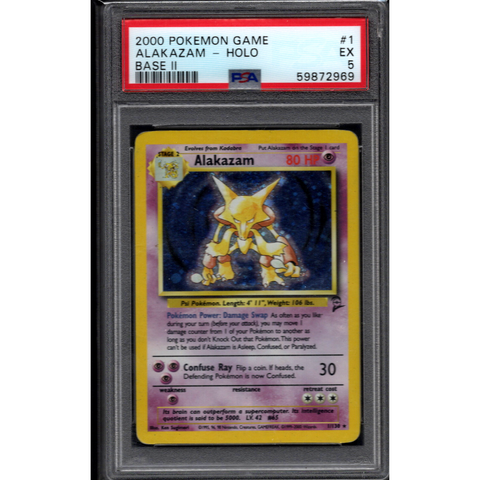2000 POKEMON BASE SET II ALAKAZAM HOLO 1/130 PSA 5