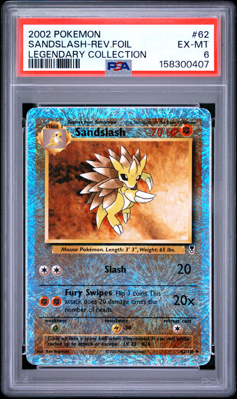 2002 POKEMON LEGENDARY COLLECTION SANDSLASH REVERSE HOLO 62/110 PSA 6