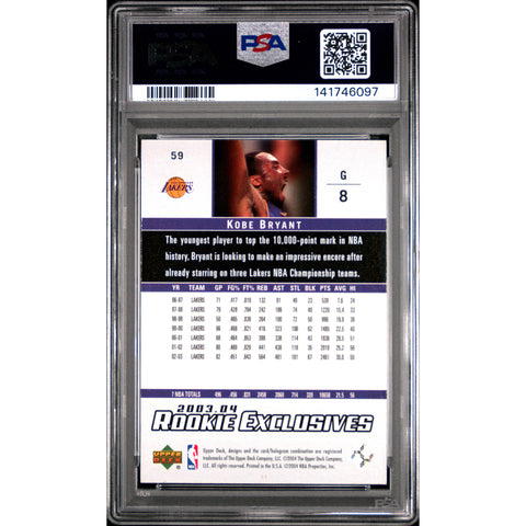 2003 UPPER DECK UPPER DECK ROOKIE EXCLUSIVES KOBE BRYANT 59 PSA 8