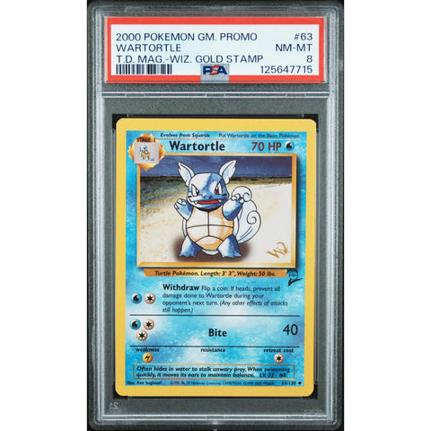 2000 POKEMON GAME WARTORTLE PROMO 63 W STAMP PSA 8
