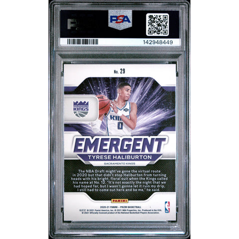 2020 PANINI PANINI PRIZM EMERGENT TYRESE HALIBURTON 29 PSA 10