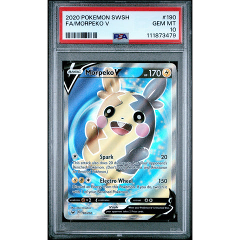 2020 POKEMON SWORD SHIELD MORPEKO V FULL ART 190/202 PSA 10
