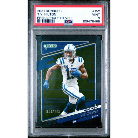 2021 SPORTS DONRUSS FOOTBALL T.Y HILTON PRESS PROOF SILVER 152 PSA 9