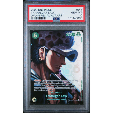 2023 ONE PIECE KINGDOM INTRIGUE TRAFALGAR LAW SPECIAL OP04-047 PSA 10