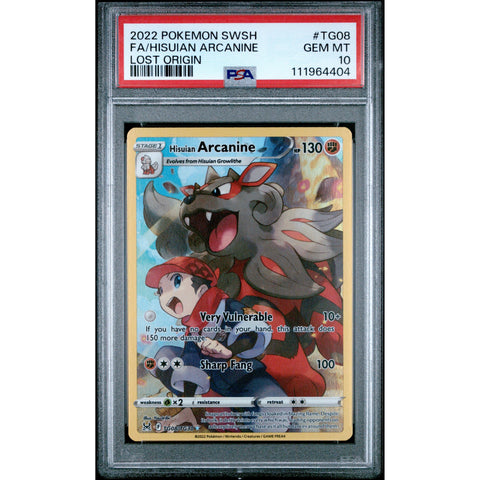2022 POKEMON LOST ORIGIN HISUIAN ARCANINE TG08/TG30 PSA 10