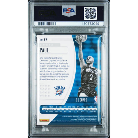 2019 PANINI PANINI ABSOLUTE MEMORABILIA CHRIS PAUL 87 PSA 10