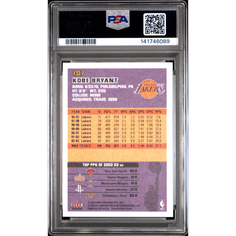 2003 FLEER FLEER TRADITION KOBE BRYANT 187 PSA 6