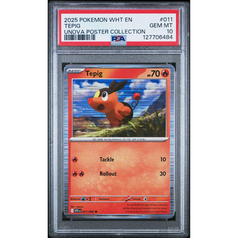 2025 POKEMON WHITE FLARE TEPIG UNOVA POSTER COLLECTION 011/086 PSA 10